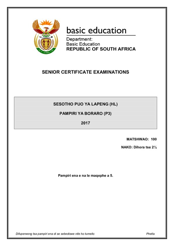 Sesotho Hl P3 Gr12