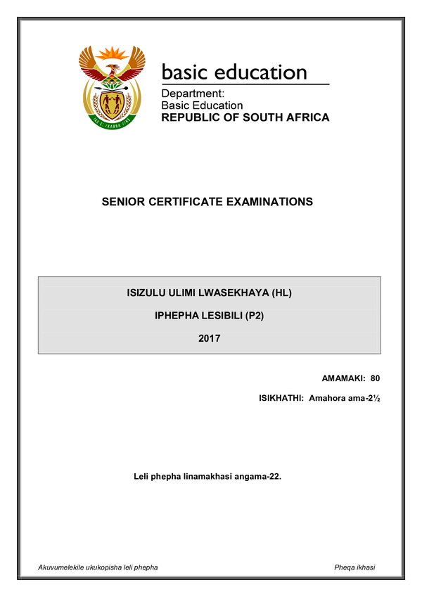 Isizulu Hl P2 Gr12