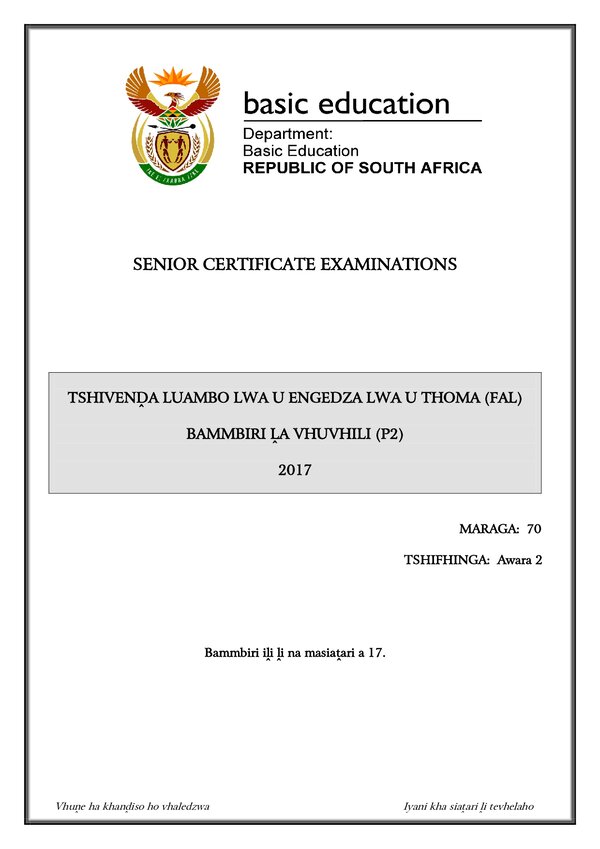 Tshivenda Fal P2 Gr12