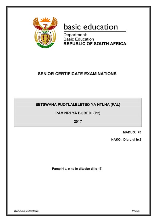 Setswana Fal P2 Gr12
