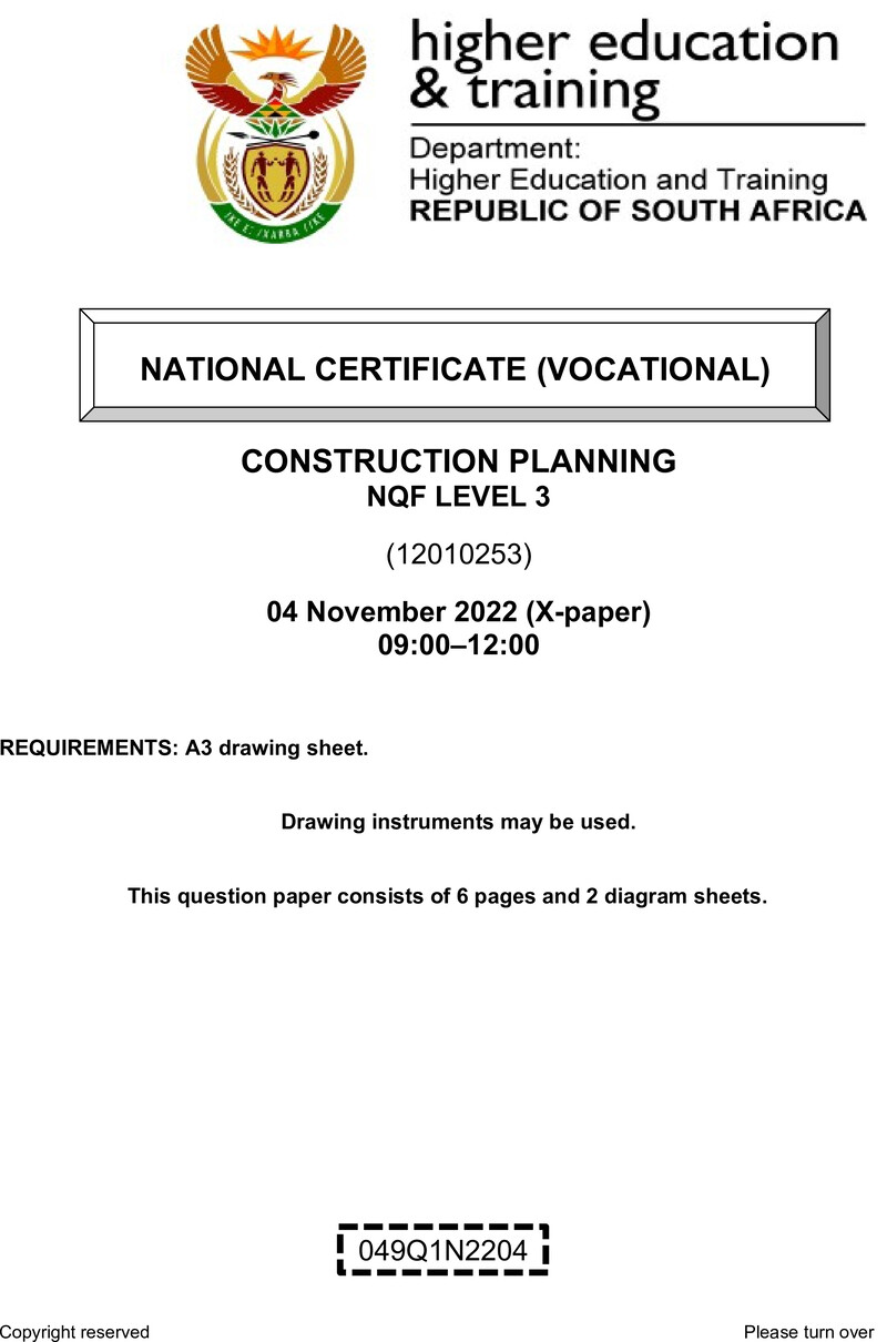 Nc600 Construction Planning L3 Nov QP 2022