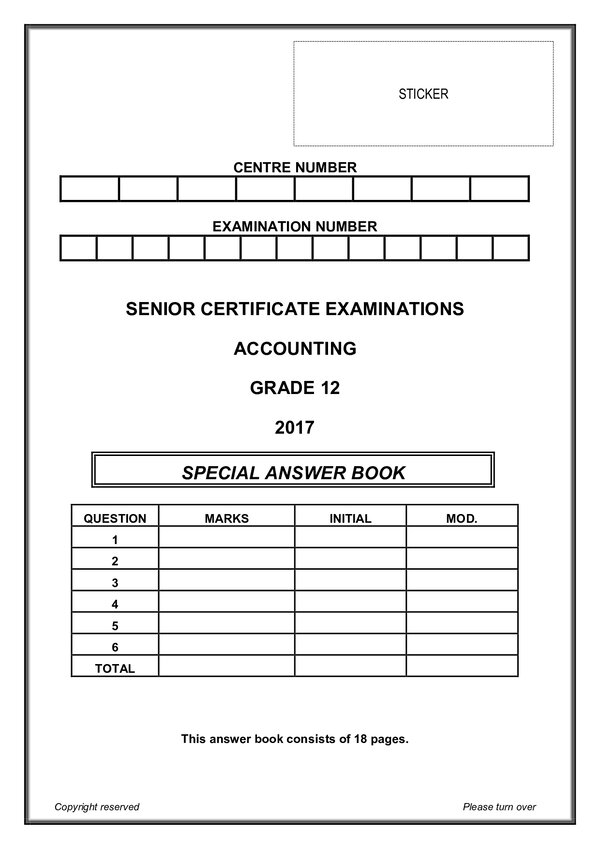 Grade 12 English past paper 2015 – Paper 1 Answer Book (English) gr12