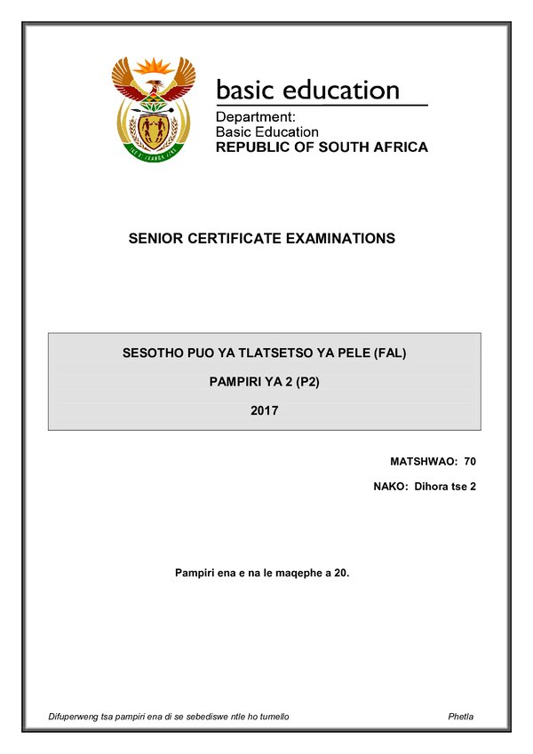 Sesotho Fal P2 Gr12