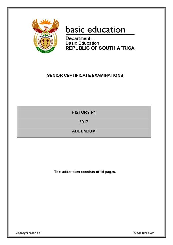 Grade 12 English past paper 2016 – Paper 1 Addendum (English) gr12