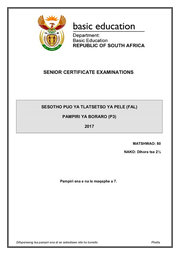 Sesotho Fal P3 Gr12