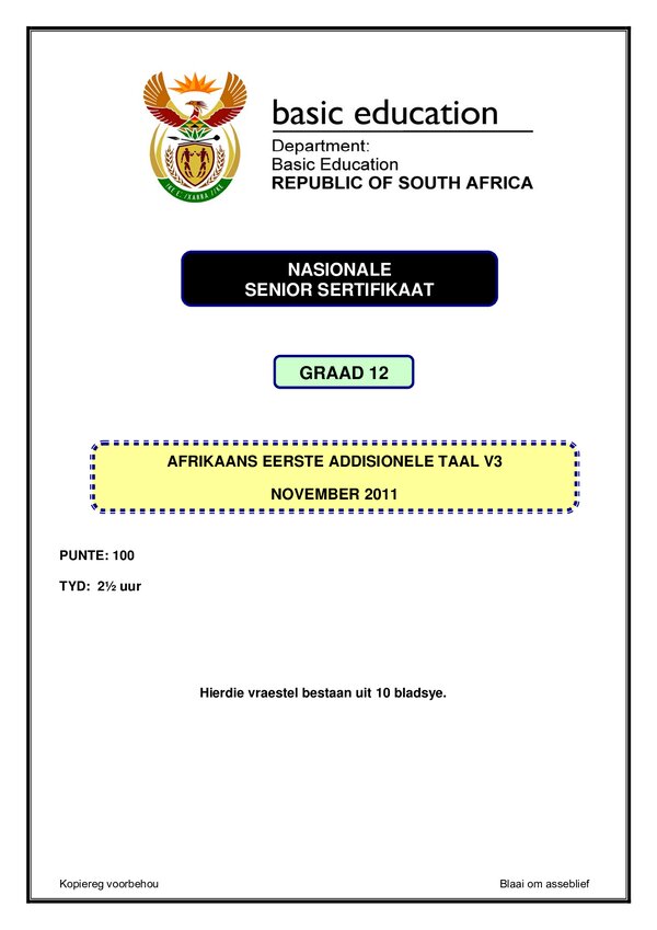 Afrikaans Fal P3 Gr12