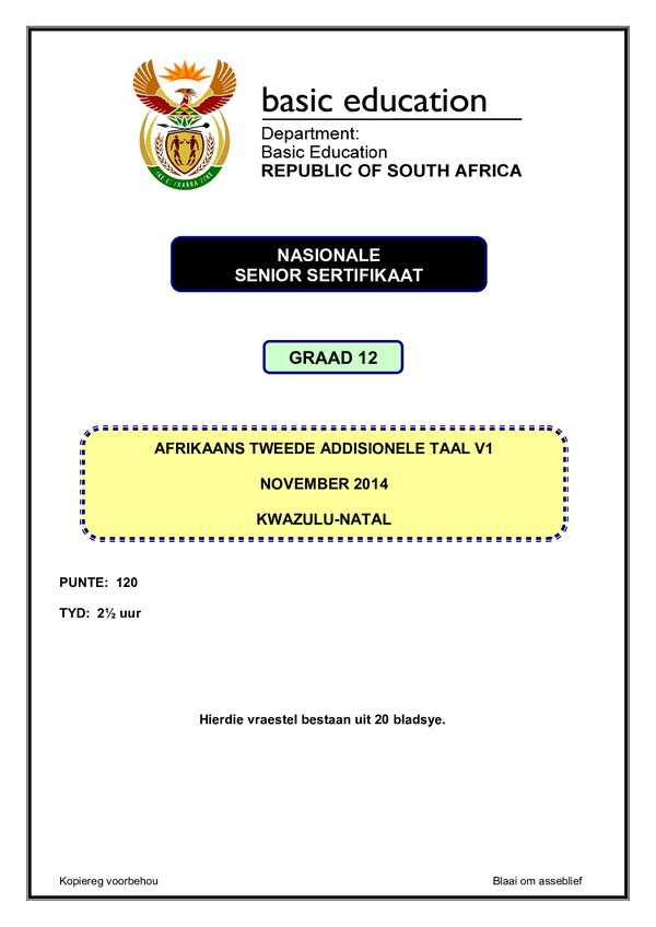 Afrikaans Sal P1 (Limpopo) Gr12