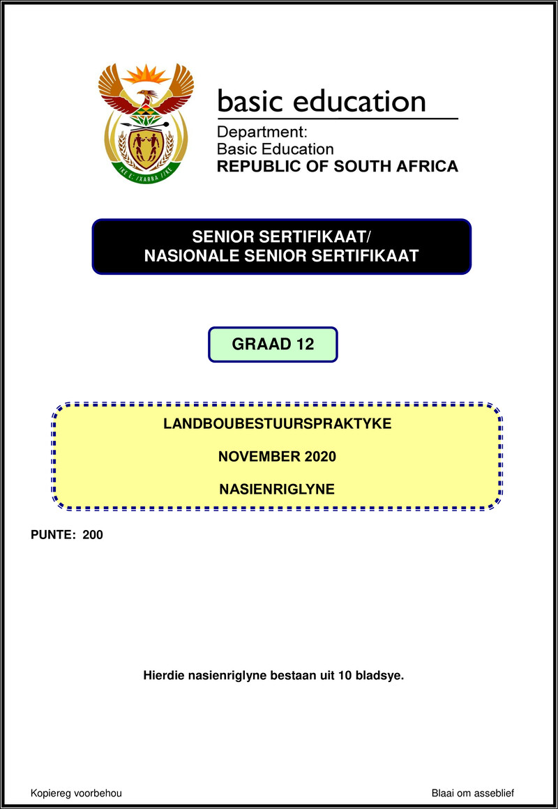 Agricultural Management Practices Nov 2020 Memo Afr Gr12