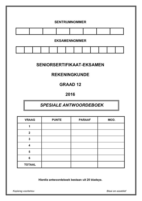 Paper 1 Answer Book (Afrikaans) Gr12