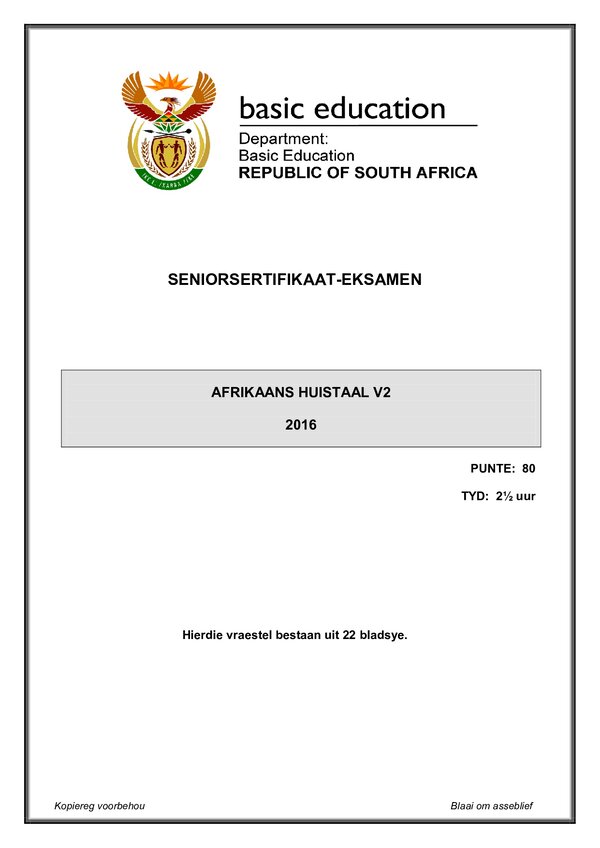 Afrikaans Hl P2 Gr12