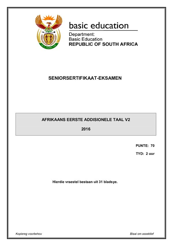 Afrikaans Fal P2 Gr12