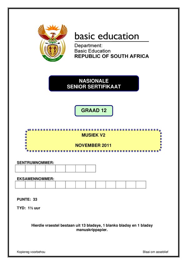 Music Paper 2 (Afrikaans)