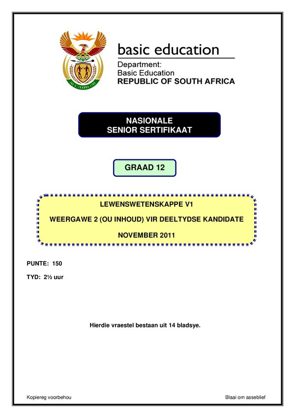 Life Sciences Paper 1 Version (Afrikaans)