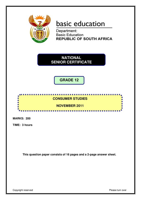 Consumer Studies Paper 1 (English)