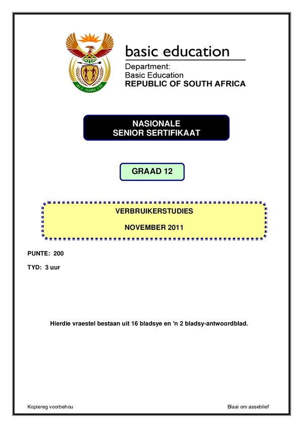 Consumer Studies Paper 1 (Afrikaans)