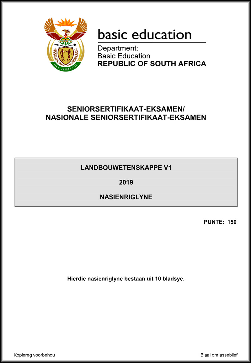 Agricultural Sciences P1 May June 2019 Memo Afr Gr12