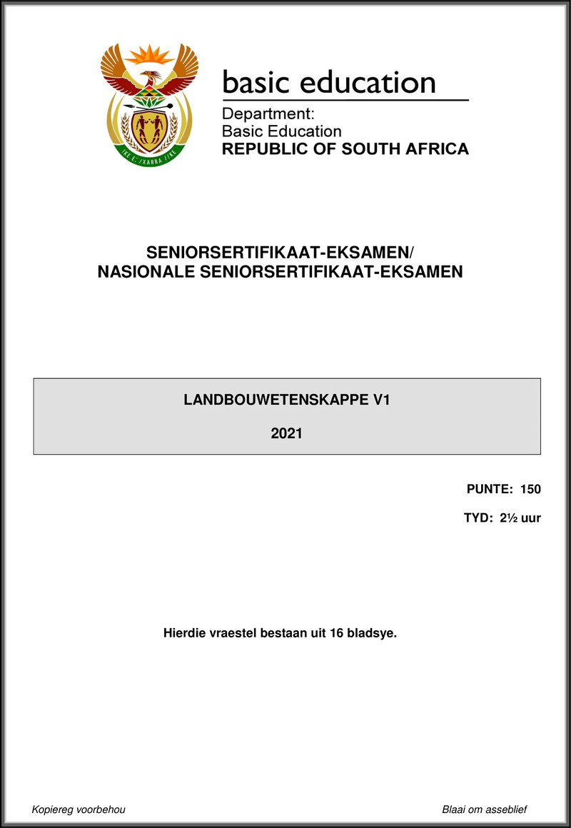 Agricultural Sciences P1 May June 2021 Afr Gr12