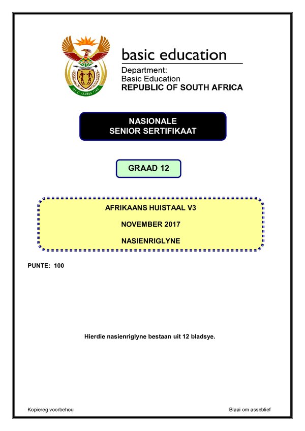 Afrikaans Hl P3 Memo