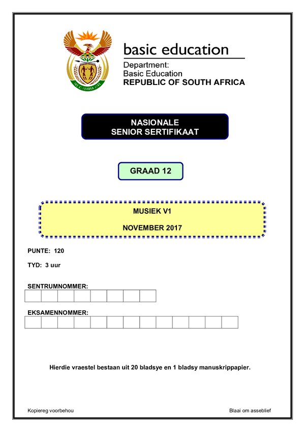 Music Paper 1 (Afrikaans)
