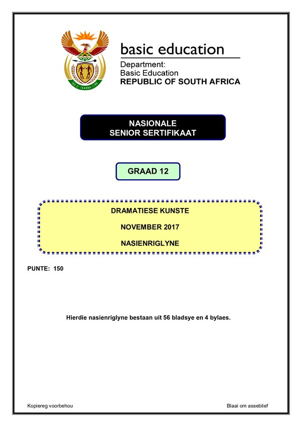 Dramatic Arts Memo 1 (Afrikaans)
