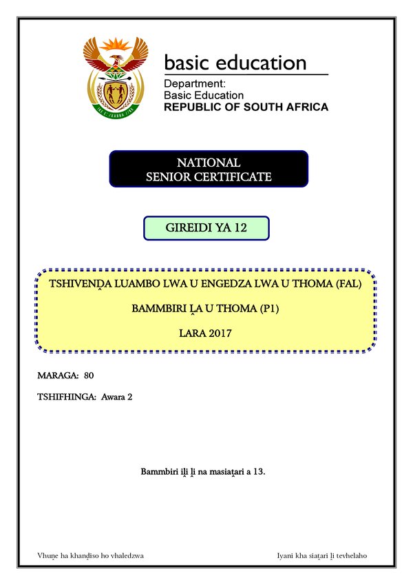 Tshivenda Fal P1
