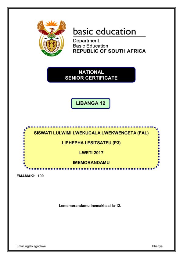 Siswati Fal P3 Memo
