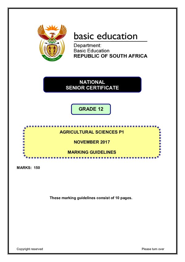 Agricultural Sciences Memo 1 (English)