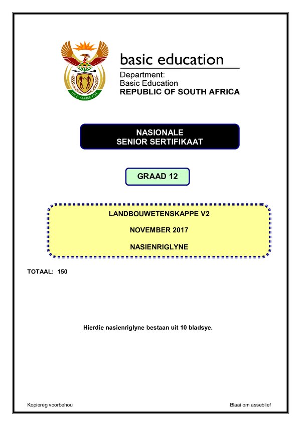Agricultural Sciences Memo 2 (Afrikaans)