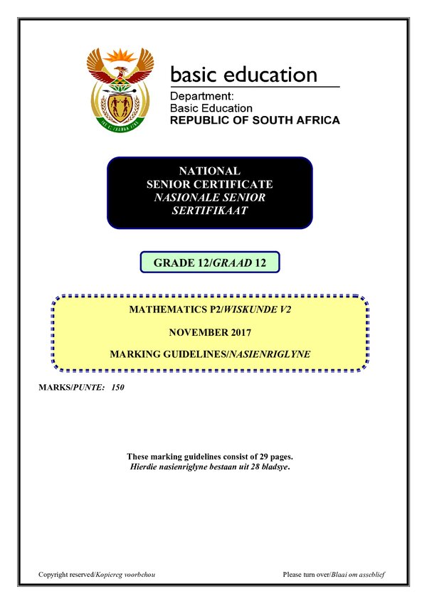 Mathematics Memo 2 (Afrikaans English)