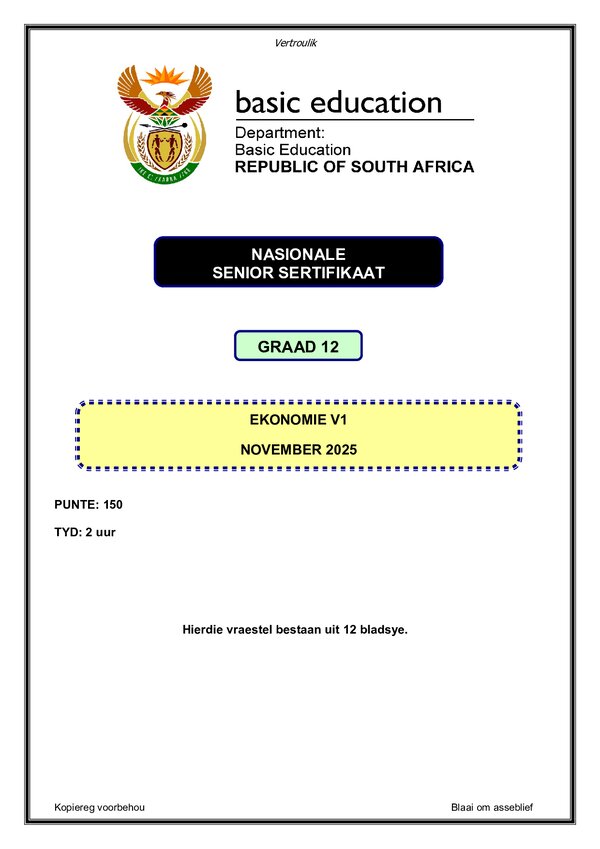 Economics Paper 1 (Afrikaans)