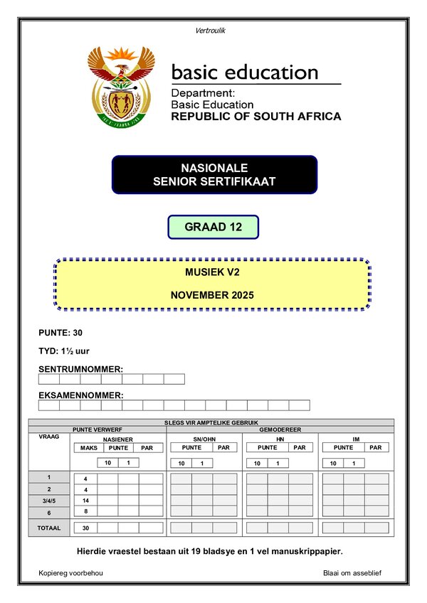 Music Paper 2 (Afrikaans)
