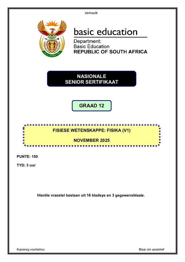 Physical Sciences Paper 1 (Afrikaans)