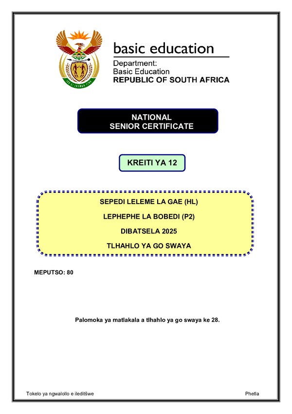 Sepedi Hl P2 Memo