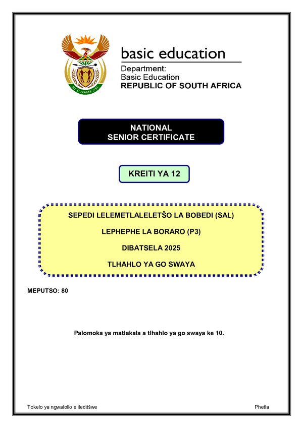 Sepedi Sal P3 Memo