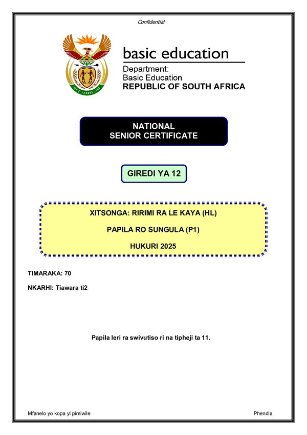 Xitsonga Hl P1