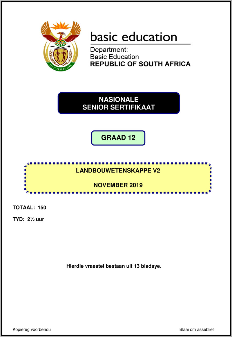 Agricultural Sciences P2 Nov 2019 Afr Gr12