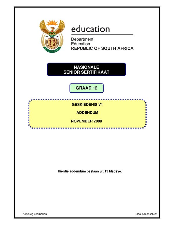 History P1 Afrikaans Addendum