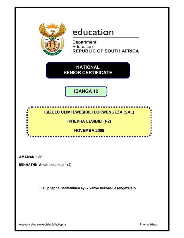 Isizulu Sal P2