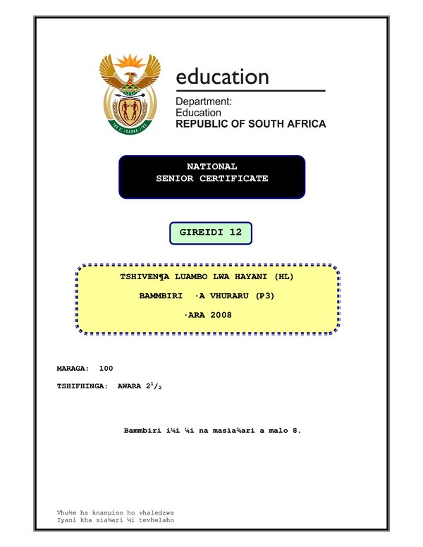 Tshivenda Hl P3