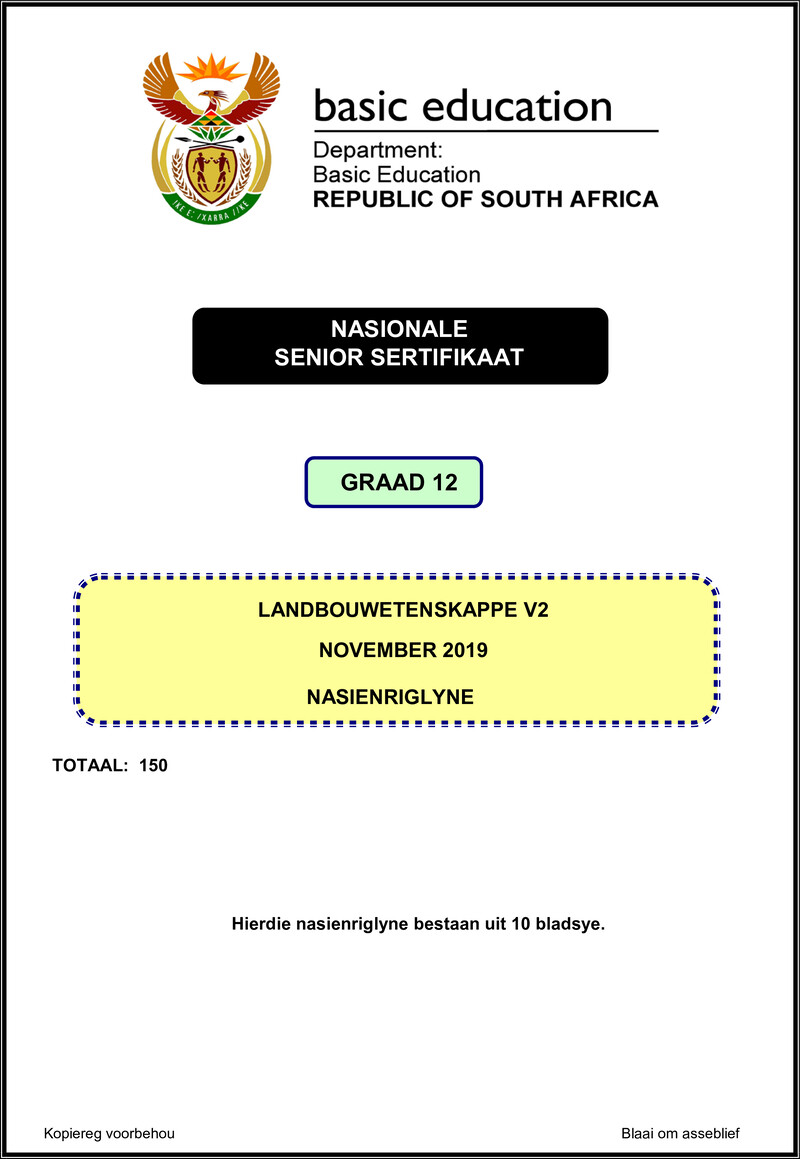 Agricultural Sciences P2 Nov 2019 Memo Afr Gr12