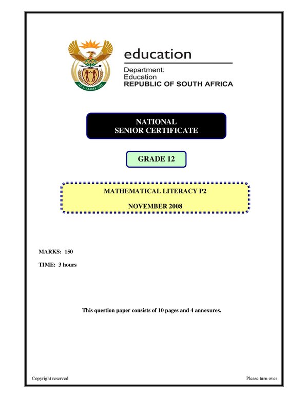 Mathematical Literacy P2 English
