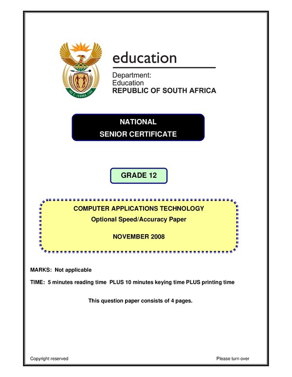 Computer Applicaitons Technology Computer Applications Technology P1 English (Optional)