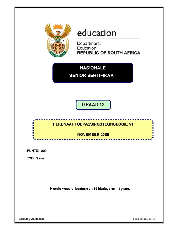 Computer Applicaitons Technology Computer Applications Technology P1 Afrikaans