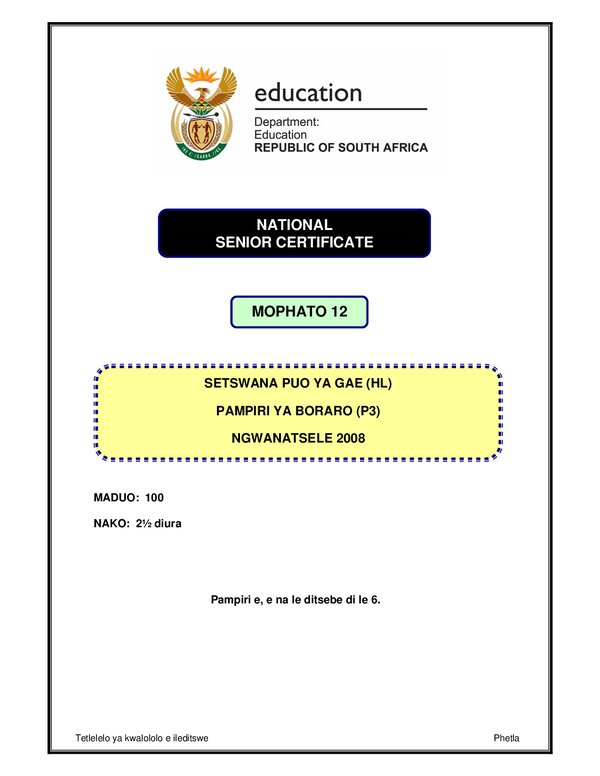 Setswana Hl P3