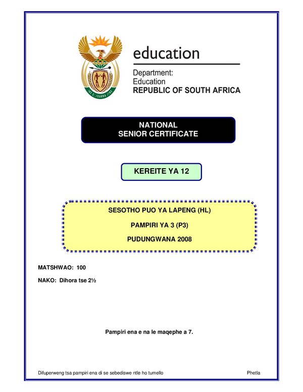 Sesotho Hl P3