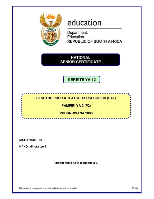 Sesotho Sal P2
