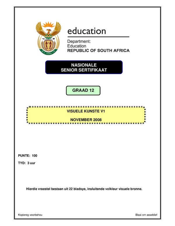 Visual Arts P1 Afrikaans