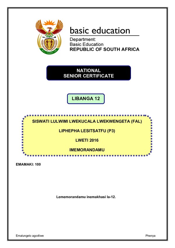 Siswati Fal P3 Memo