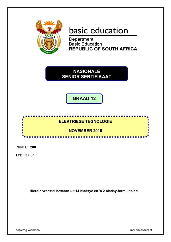 Electrical Technology Paper 1 (Afrikaans)