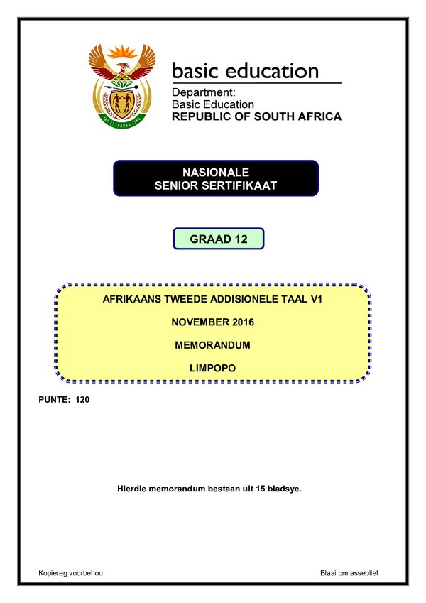 Afrikaans Sal P1 Memo (Limpopo)